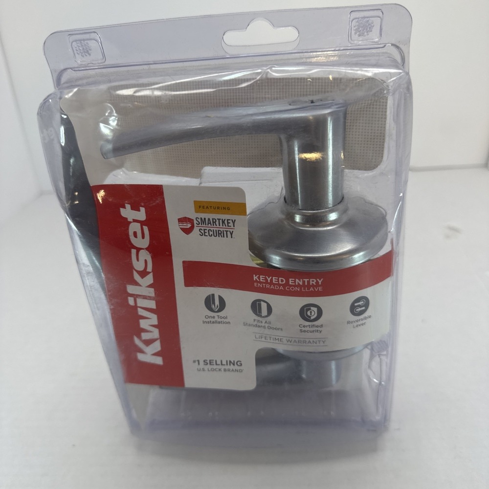 Kwikset‎  Delta Satin Chrome Keyed Entry Door Lock Lever Handle